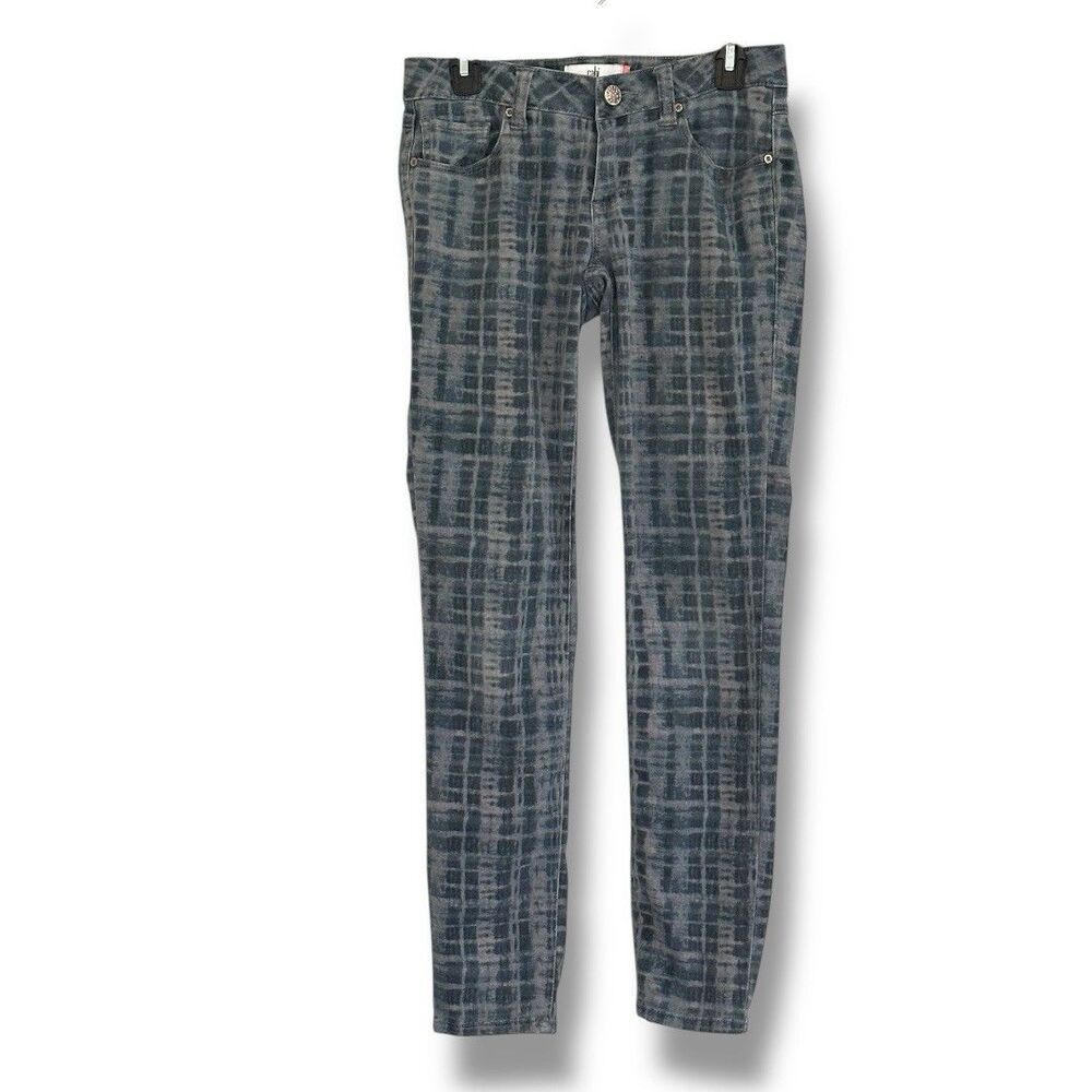Cabi Jeans Blue Gray Grid #3049 Curvy Skinny Denim Casual Denim Stretch Jeans 2